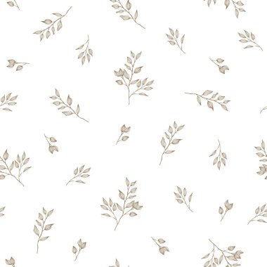 Basit yapraklar aynı kalıpları tekrarlar. Tekstil, duvar kağıdı, kumaş, paket, ambalaj, dekorasyon vs. için botanik vektör tasarımı.