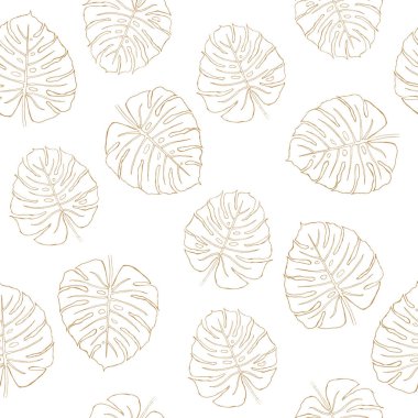 Tropik yapraklar aynı deseni tekrarlar. Tekstil, duvar kağıdı, kumaş, paket, ambalaj, dekorasyon vs. için botanik vektör tasarımı.