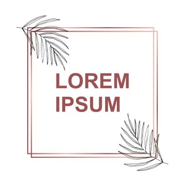 Çiçek süslemeli basit bir vektör çerçevesi. Geometrik gül altın tasarım şablonu. Düğün davetiyesi, tebrik kartı, yıldönümü vesaire için modern tasarım. Vektör illüstrasyonu
