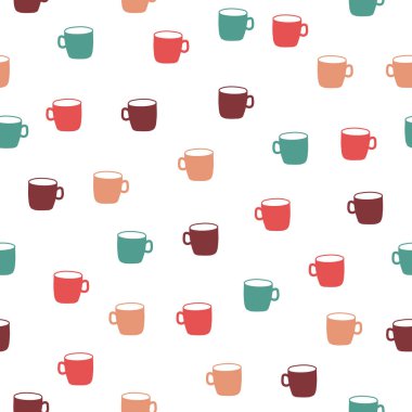 Basit nesne tekrarlama şablonu. Retro renk şeması olan organik bir şekil. Tekstil, duvar kağıdı, kumaş, ambalaj, ambalaj, dekorasyon vs. için harika.