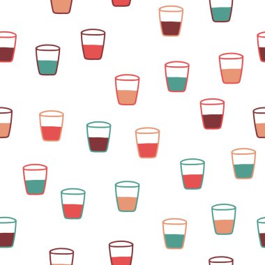 Basit nesne tekrarlama şablonu. Retro renk şeması olan organik bir şekil. Tekstil, duvar kağıdı, kumaş, ambalaj, ambalaj, dekorasyon vs. için harika.