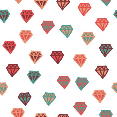 Basit elmas tekrarlama kalıbı. Retro renk şeması olan organik bir şekil. Tekstil, duvar kağıdı, kumaş, ambalaj, ambalaj, dekorasyon vs. için harika.
