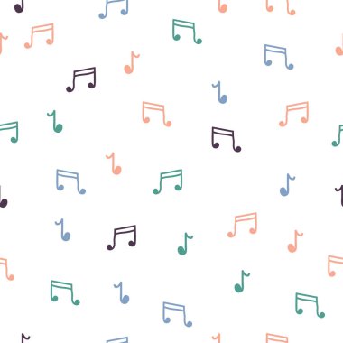 Basit müzik notası sembolü tekrarlama kalıbı. Retro renk şeması olan organik bir şekil. Tekstil, duvar kağıdı, kumaş, ambalaj, ambalaj, dekorasyon vs. için harika.