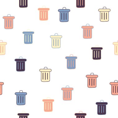 Basit çöp tenekesi tekrar deseni. Retro renk şeması olan organik bir şekil. Tekstil, duvar kağıdı, kumaş, ambalaj, ambalaj, dekorasyon vs. için harika.