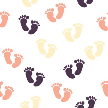 Basit ayak izi tekrarı. Retro renk şeması olan organik bir şekil. Tekstil, duvar kağıdı, kumaş, ambalaj, ambalaj, dekorasyon vs. için harika.