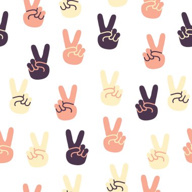 Basit barış işareti tekrarları. Retro renk şeması olan organik bir şekil. Tekstil, duvar kağıdı, kumaş, ambalaj, ambalaj, dekorasyon vs. için harika.