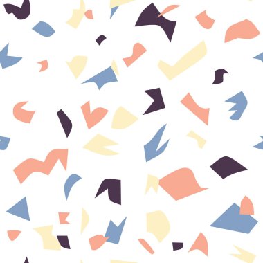 Terrazzo 'yu temizleyin. Retro renk şeması olan organik bir şekil. Tekstil, duvar kağıdı, kumaş, ambalaj, ambalaj, dekorasyon vs. için harika.