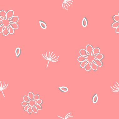 Basit çiçekli tekrar deseni. Tekstil, duvar kağıdı, kumaş, paketler, ambalaj, dekorasyon vs. için organik şekil ögesi.