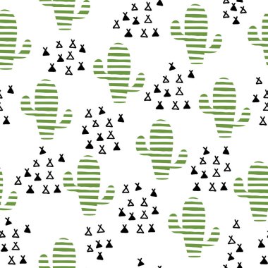 Basit çizgili kaktüs tekrarlayan desen. Tekstil, duvar kağıdı, kumaş, paketler, ambalaj, dekorasyon vs. için organik şekil ögesi.