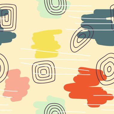 Basit rastgele şekil tekrarlama şablonu. Tekstil, duvar kağıdı, kumaş, paketler, ambalaj, dekorasyon vs. için organik şekil ögesi.