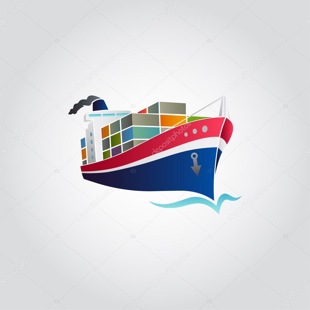 Tanker  ship with containers icon