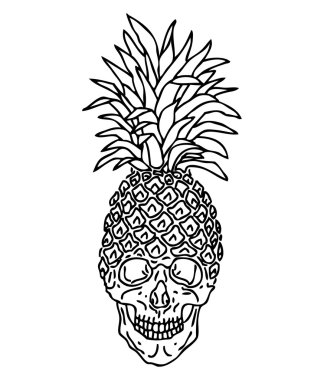 Ananas kürek - çizilmiş t-shirt tasarım