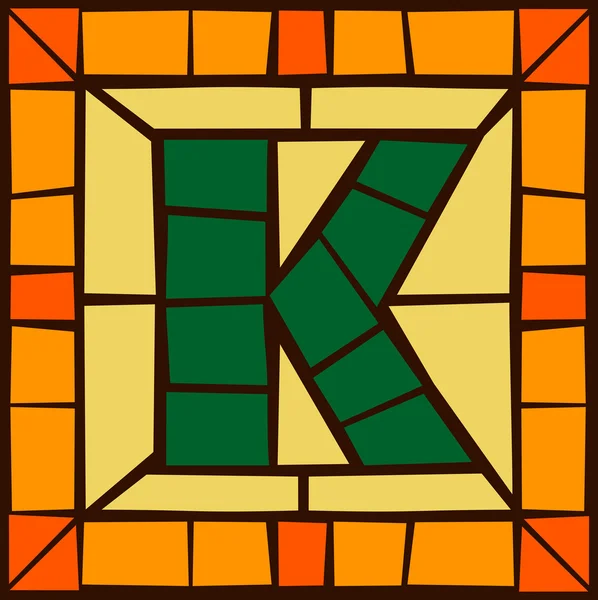 K- Lettere maiuscole dell'alfabeto mosaico — Vettoriale Stock