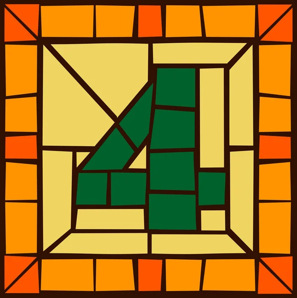 4 - Numéros de mosaïque, vitrail — Image vectorielle