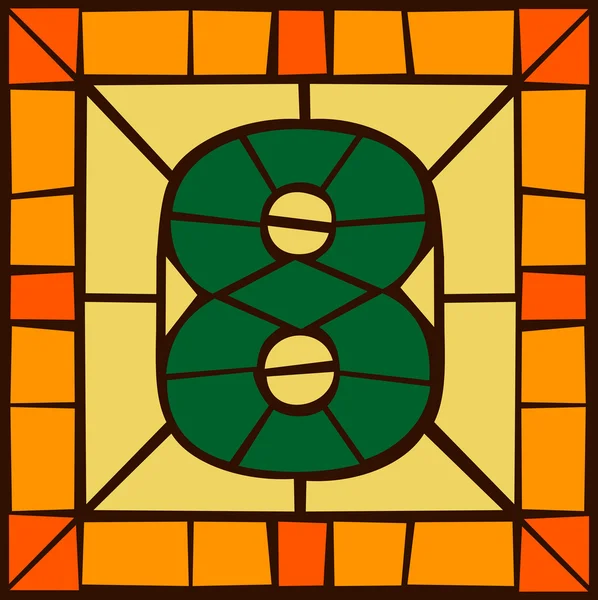 8 - mozaika numery, Witraż — Wektor stockowy