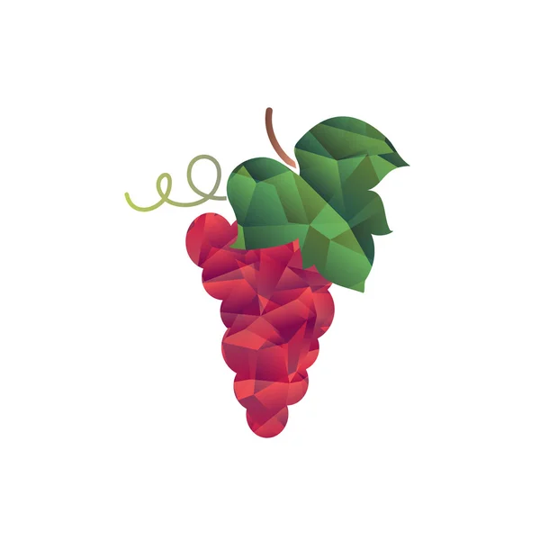 Uva Roja con icono de hoja — Vector de stock