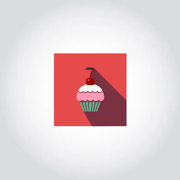 Cupcake con icono de cereza — Vector de stock