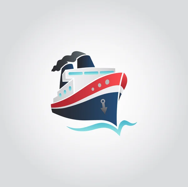 Barco en el mar signo — Vector de stock