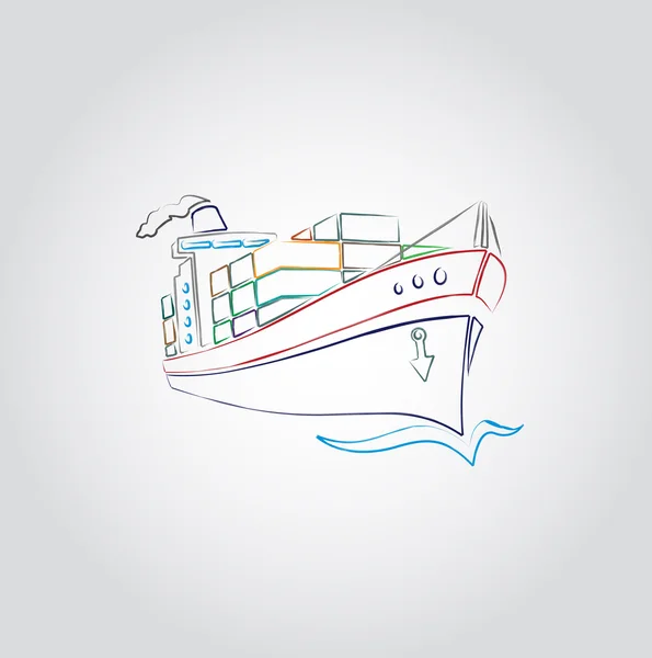 Barco en el mar signo — Vector de stock