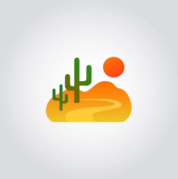 Cactus en un desierto seco — Vector de stock