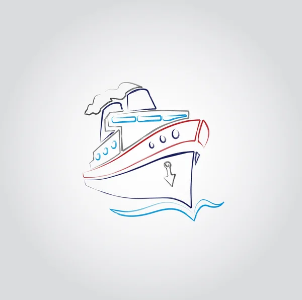 Barco en el mar signo — Vector de stock