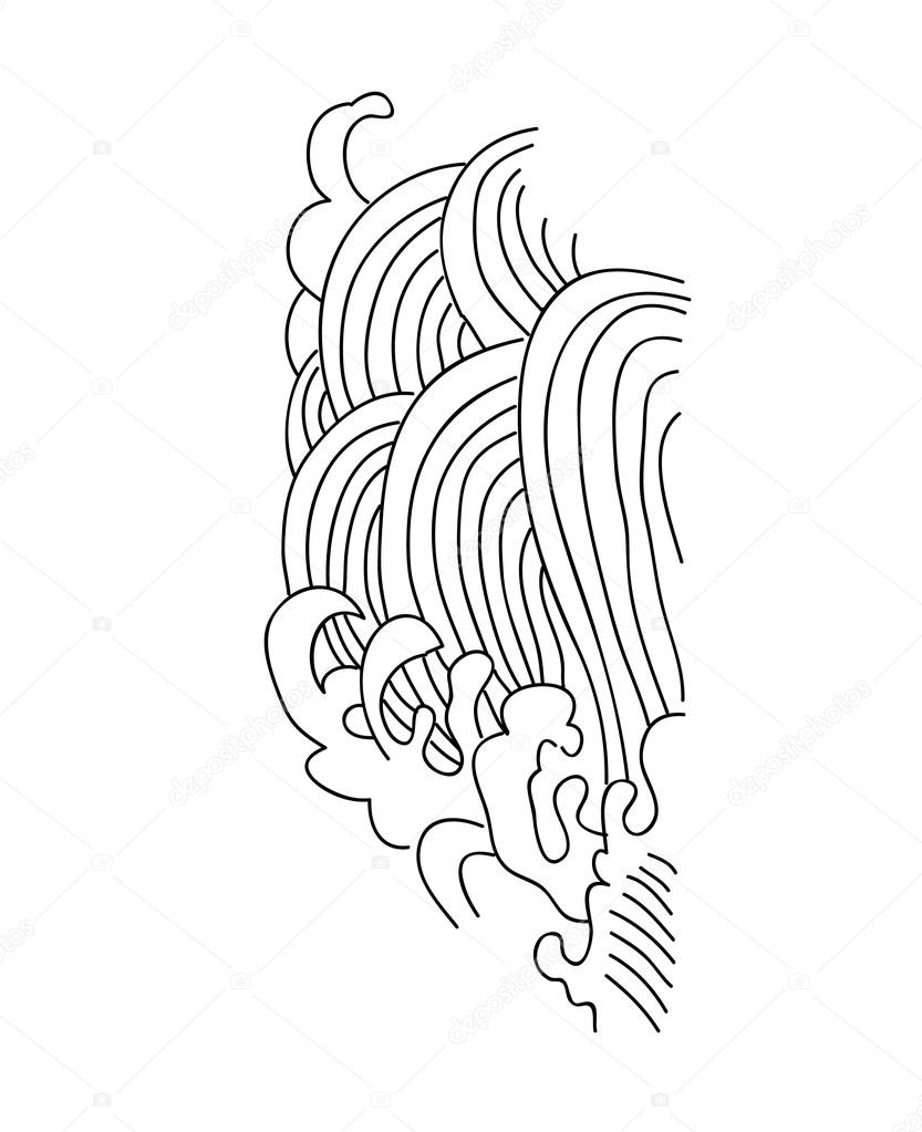 Sea  wave, ornament, japan