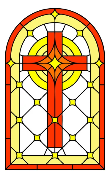 Janela, cruz de vidro manchado —  Vetores de Stock