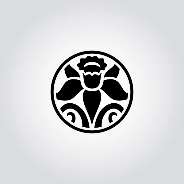 Narzisse, Narzissenblütensymbol, Logo — Stockvektor