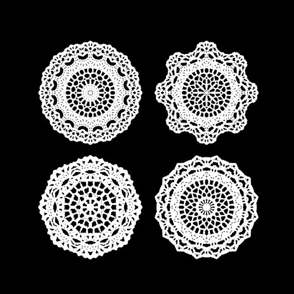 Encaje, conjunto de adornos redondos — Archivo Imágenes Vectoriales