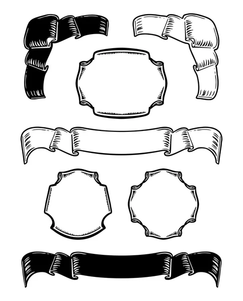 Conjunto de molduras e fitas vintage —  Vetores de Stock