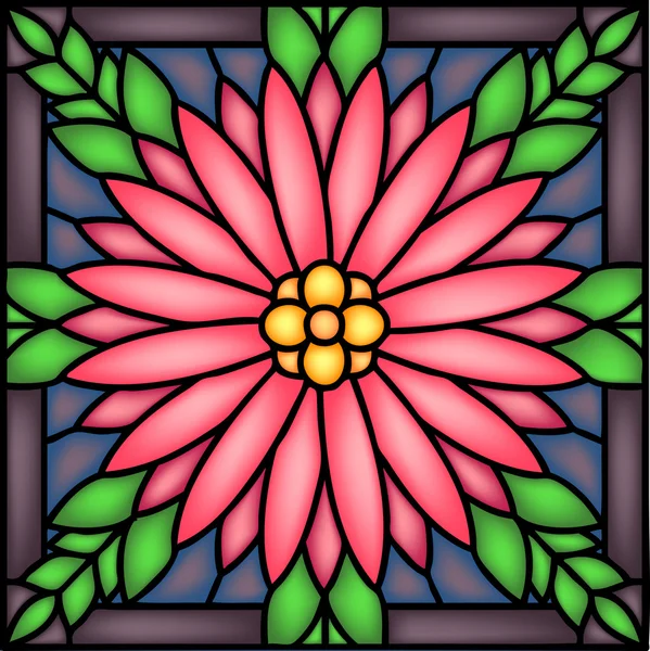 Chryzantéma nebo Aster v vitráže — Stockový vektor