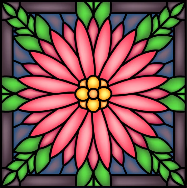 Chrysant of Aster in gebrandschilderd glas — Stockvector