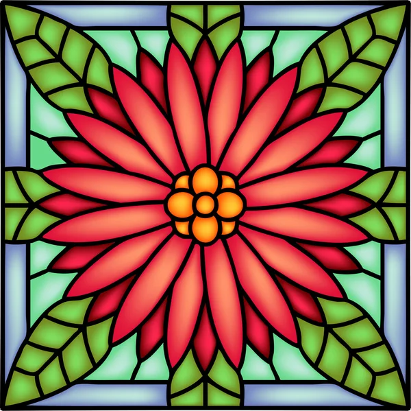 Chrysanthemum or Aster in stained glass — Stock Vector