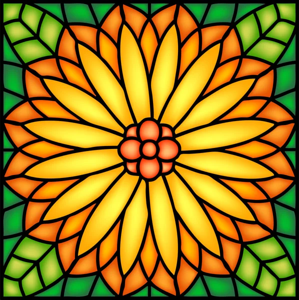 Хризантема або Астер у вітражі — стоковий вектор