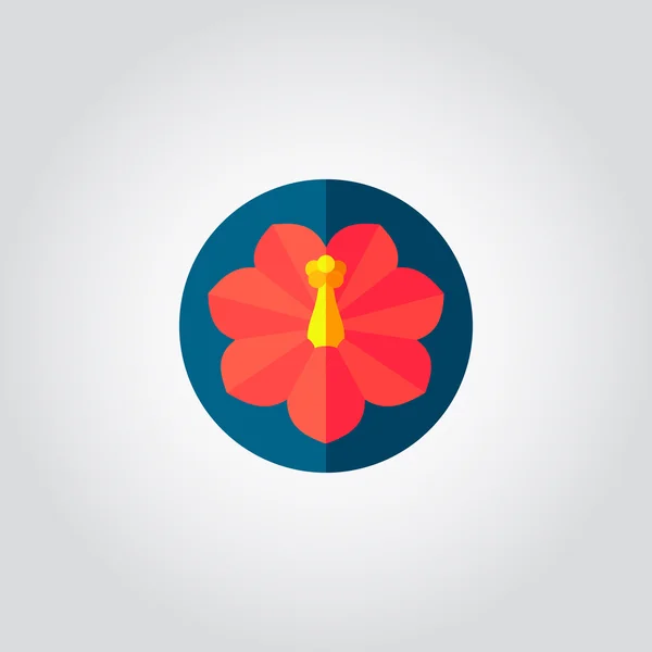 Hibiscus, ikona tropické květiny — Stockový vektor
