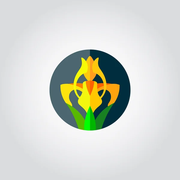 Yellow Iris flower icon — Stockvector