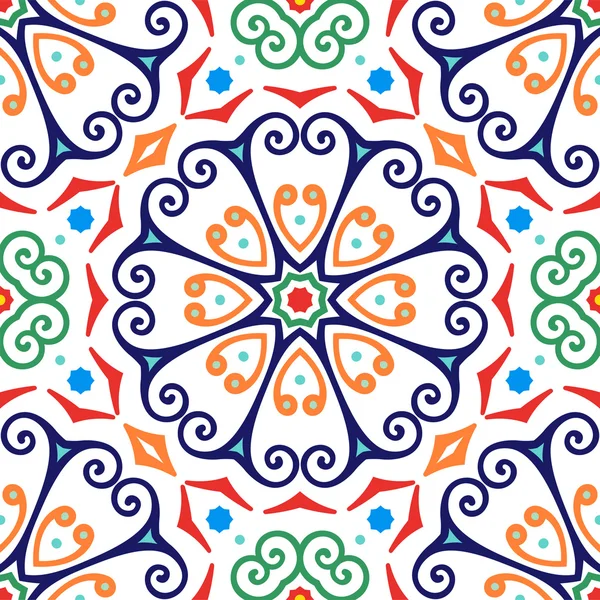 Patrón oriental decorativo, motivo floral sobre fondo blanco — Vector de stock