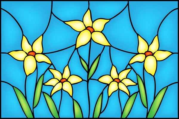 Dekoratif Narcissus, nergis çiçekleri Stok Illüstrasyon