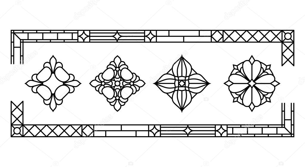 Decorative flower elements set