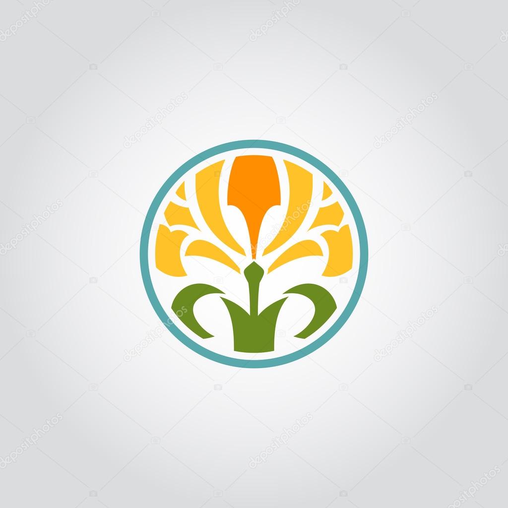 Daffodil, narcissus flower symbol, logo