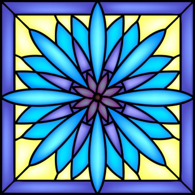 Cornflower in stained glass window clipart