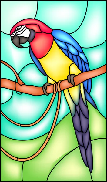 Perroquet assis sur la branche — Image vectorielle