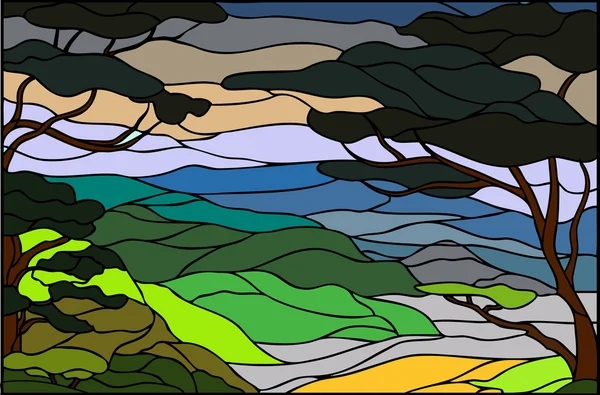 Sea or river abstract design landscape — Stock Vector