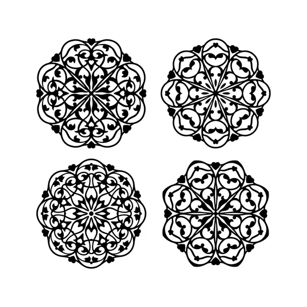 Ensemble d'ornements ronds en dentelle — Image vectorielle