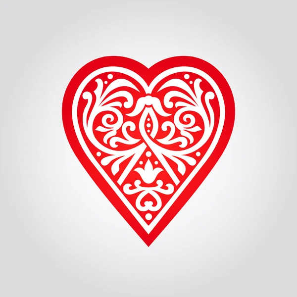 Rotes verziertes Herz-Symbol — Stockvektor