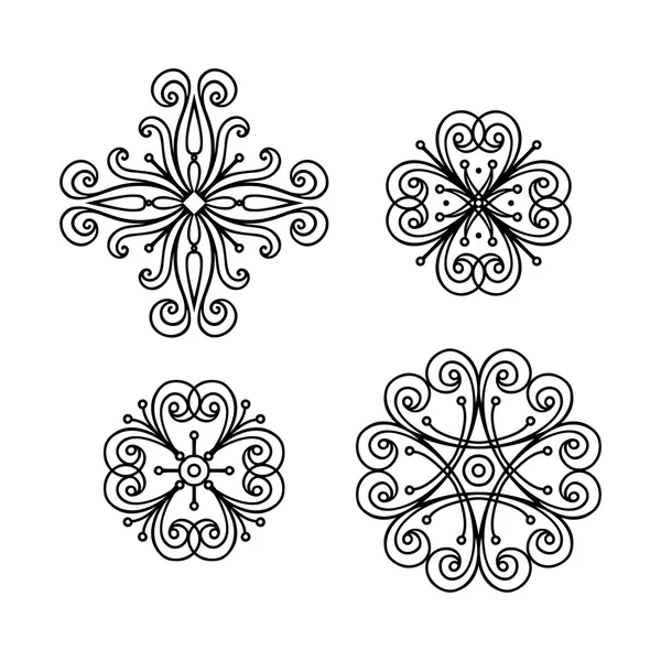 Conjunto de elementos abstractos del patrón floral — Vector de stock