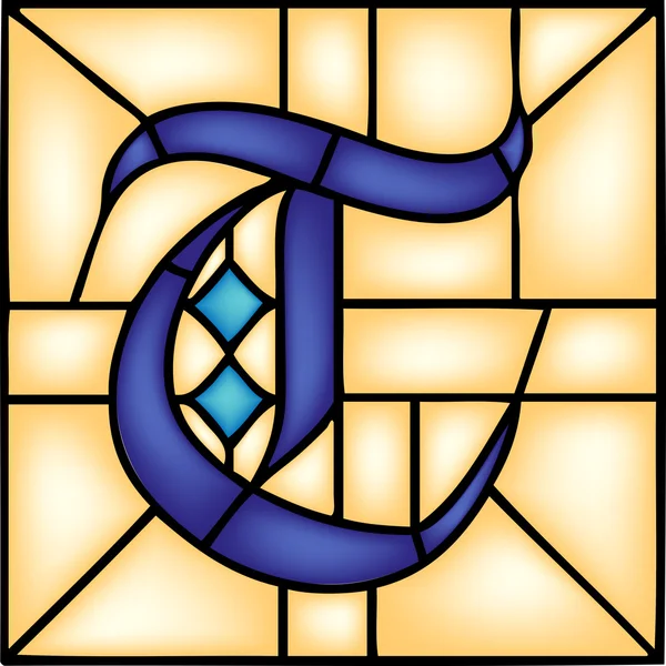T - gotiska typsnitt i målat glas — Stock vektor