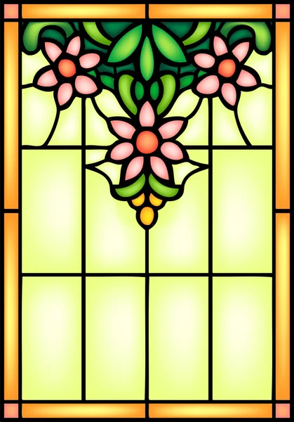 Composizione floreale simmetrica in finestra — Vettoriale Stock