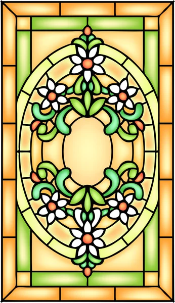 Floral symmetric composition in window — Stock Vector