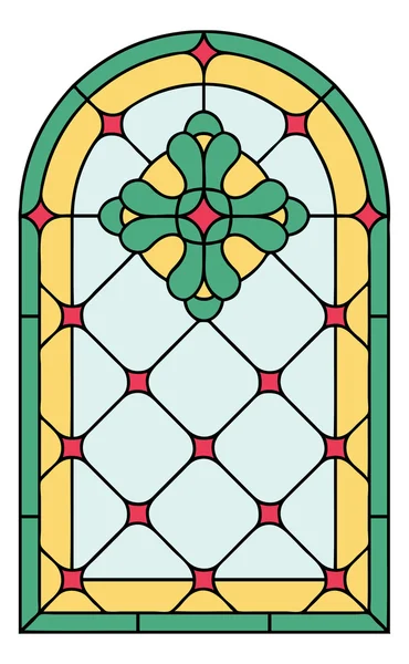 Cruz en vidrio de ventana de la iglesia — Vector de stock